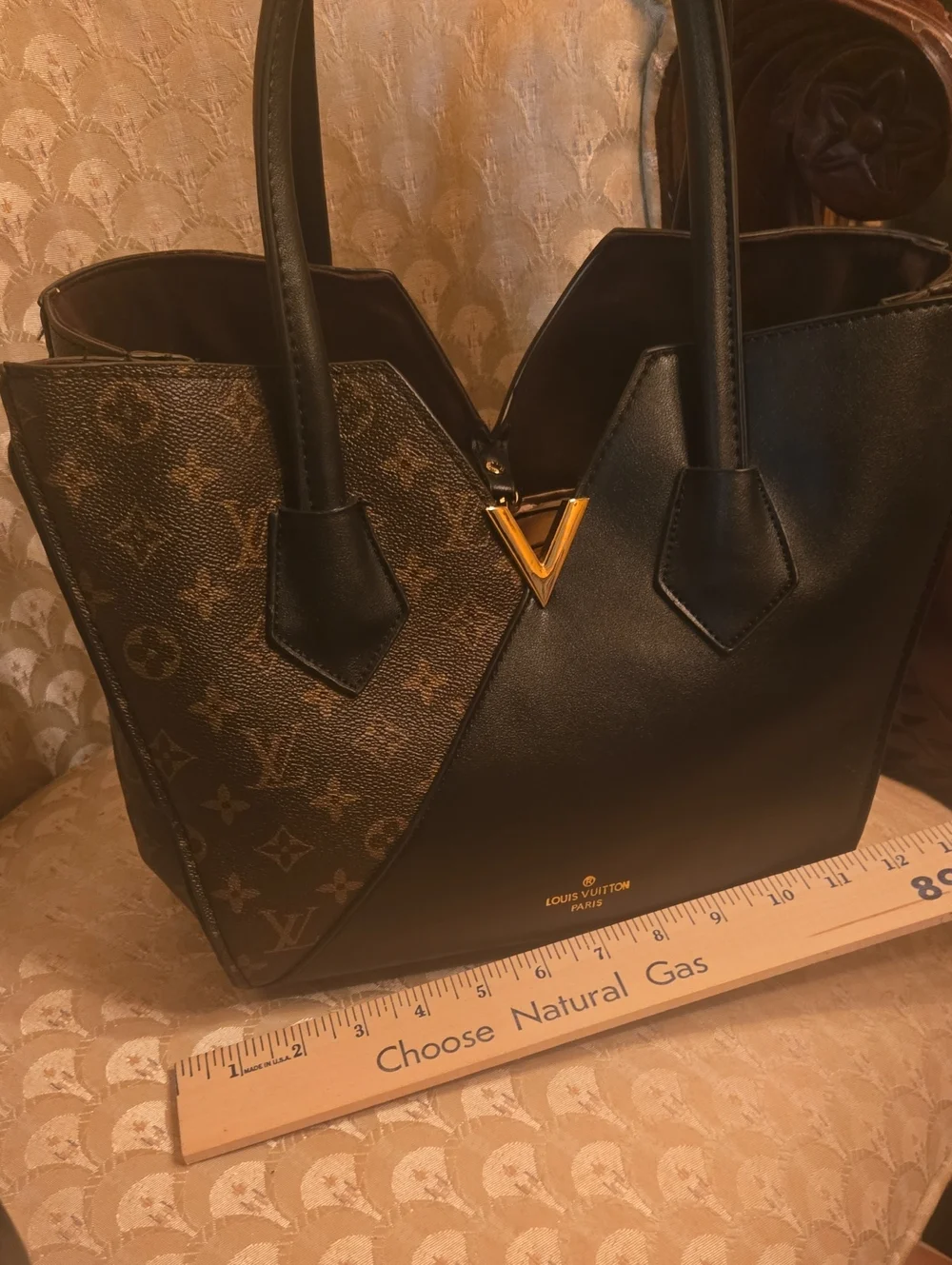 Large Black And Brown Tote. Sholder Bag. Kimono Style. Roomy Amd Light - Picture 5 of 5
